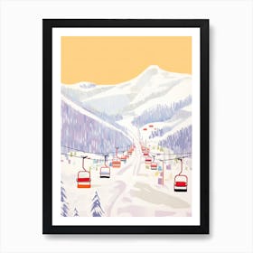 Whistler Blackcomb   British Columbia, Canada, Ski Resort Pastel Colours Illustration 1 Art Print