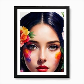 Mexican Girl With Flowers 1 Art Print