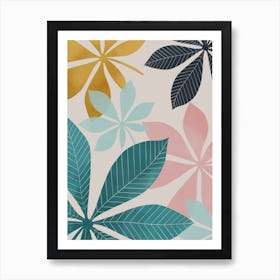 Colourful Abstract Leaves Art Print