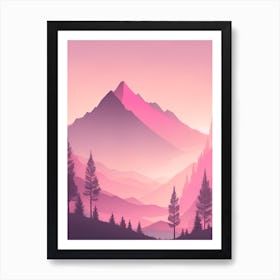Misty Mountains Vertical Background In Pink Tone 101 Art Print