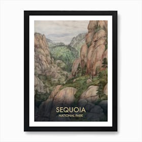 Sequoia National Park Watercolour Vintage Travel Poster 4 Art Print