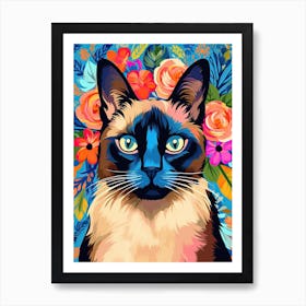 Balinese Cat With A Flower Crown Painting Matisse Style 1 Art Print