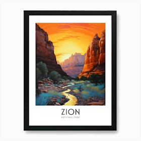 Zion, National Park Maximalist Travel Poster Vibrant Colour Art Print