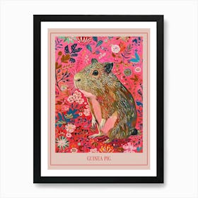 Floral Animal Painting Guinea Pig 4 Poster Art Print