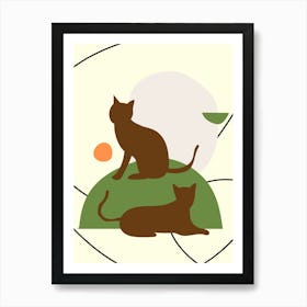 Cats On A Hill Art Print