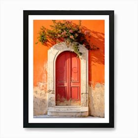 Orange Mediterranean Door Art Print