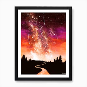 Star Gazing Orange Art Print