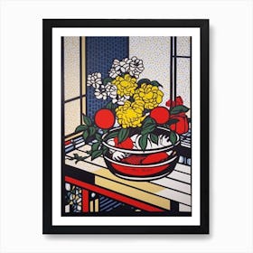 Chrysanthemums Flower Still Life  3 Pop Art Style Art Print