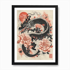 Lunar Year Of The Dragon 2024 Red And Black Art Print