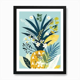 Pineapple Tree Illustration Flat 2 Art Print