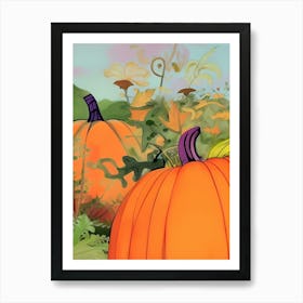 Pumpkins Pumpkin Patch Farm Fall October Halloween Thanksgiving Nature Plants Food Vegetables Farming Harvest Art Print