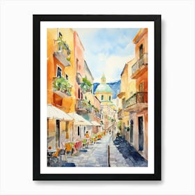 Naples, Italy Watercolour Streets 3 Art Print