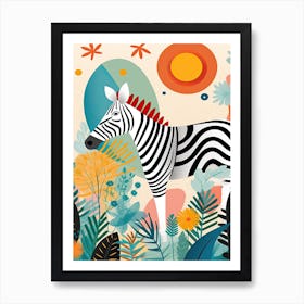 Zebra Jungle Cartoon Illustration 1 Art Print