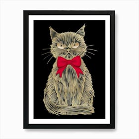 Cat With A Red Bow Art Print