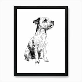 Parson Russell Terrier Dog Line Sketch  4 Art Print