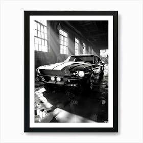 Black And White Mustang 1 Art Print