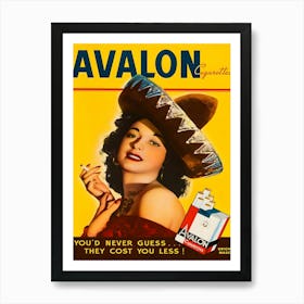 Vintage Cigarette Advertisement Avalon Art Print