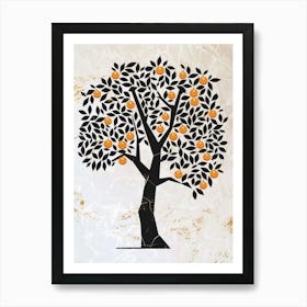 Orange Tree Simple Geometric Nature Stencil 1 Póster