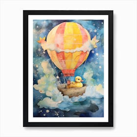 Hot Air Balloon Duckling Mixed Media Painting 2 Poster