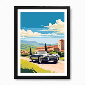 A Aston Martin Db5 In The Tuscany Italy Illustration 1 Art Print