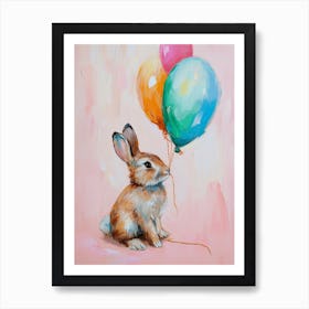 Cute Rabbit 2 With Balloon Art Print