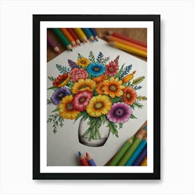 Flower Bouquet Coloring Page Art Print