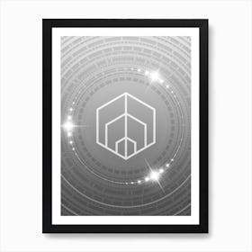 Geometric Glyph in White and Silver with Sparkle Array n.0178 Art Print