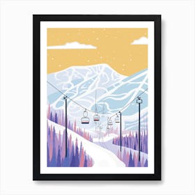 Steamboat Ski Resort   Colorado, Usa, Ski Resort Pastel Colours Illustration 1 Art Print