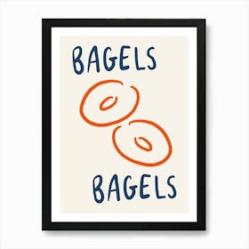 Bagels Bagels blue and orange kitchen Art Print