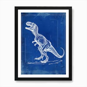 T Rex Blue Print Inspired 4 Art Print