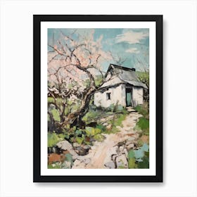 Small Cottage Countryside Farmhouse Painting With Trees 1 Art Print