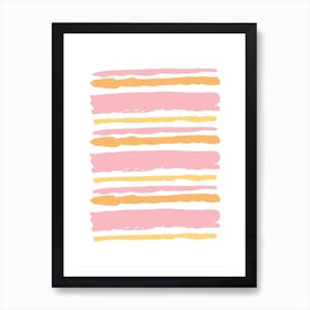 Pink and Orange Abstract Stripes Art Print
