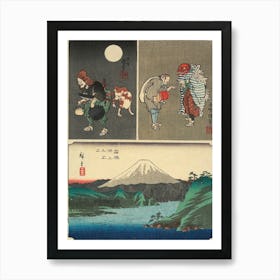 Mt. Fuji Seen Over the Lake at Hakone and two Other Images. Original from the Minneapolis Institute of Art. Art Print