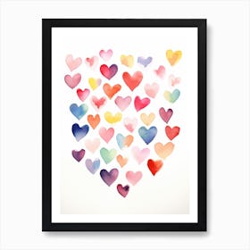 Watercolor Hearts 8 Art Print