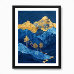 Gold And Blue Mountains 1 Art Print