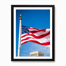 American Flag Stars Stripes Detailing Rippling In The Wind Resonates With Patriotic Glory Against (7) Art Print