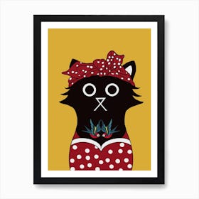 Rockabilly Cat Dress Art Print