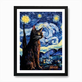 Cat Inspired Prints Under The Night Sky Print Art Print