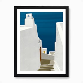 Steps To The Aegean Santorini Art Print