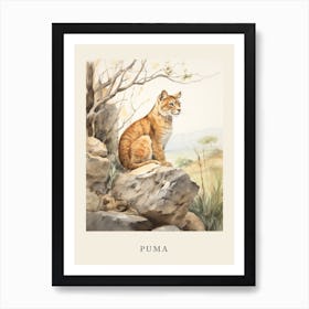 Beatrix Potter Inspired  Animal Watercolour Puma 1 Art Print