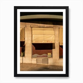 Lisbon Sundown Shadows Snack Bar Cafe Portugal Art Print