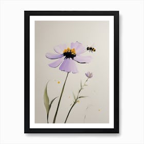 Bee On Purple Flower Art Print