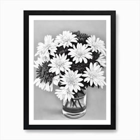 Chrysanthemums B&W Pencil 1 Flower Art Print