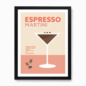 Espresso Martini Cocktail Pink Colourful Coffee Wall Art Art Print