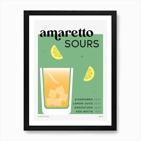 Amaretto Sours in Green Cocktail Recipe Art Print