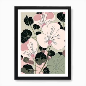 Swamp Rose Mallow Wildflower Modern Muted Colours 1 Art Print