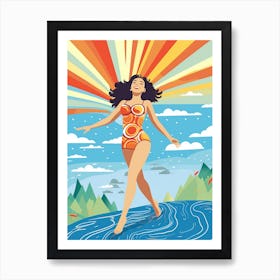 Body Positivity Day At The Beach Colourful Illustration  9 Art Print