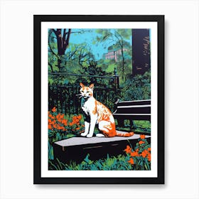 A Painting Of A Cat In Central Park Conservatory Garden, Usa In The Style Of Pop Art 04 Art Print