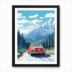 A Fiat 500 Car In Icefields Parkway Flat Illustration 2 Art Print