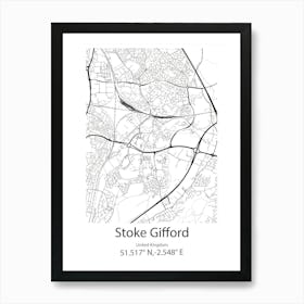 Stoke Gifford,United Kingdom Minimalist Map Art Print